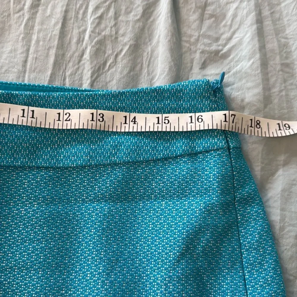 *Banana Republic* Sz 10 Lined Linen/Cotton Blend Tweed Turquoise Pencil Skirt